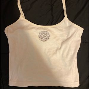 y2k embroidered cropped white cami